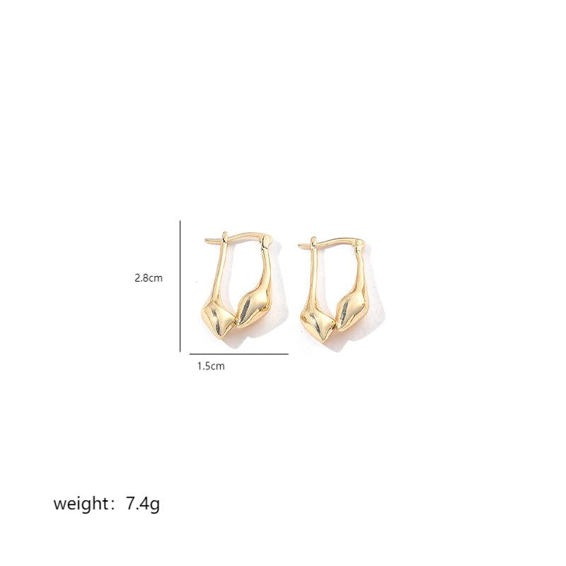 1 Pair Elegant Water Droplets Polishing Plating Copper 18k Gold Plated White Gold Plated Hoop Earrings