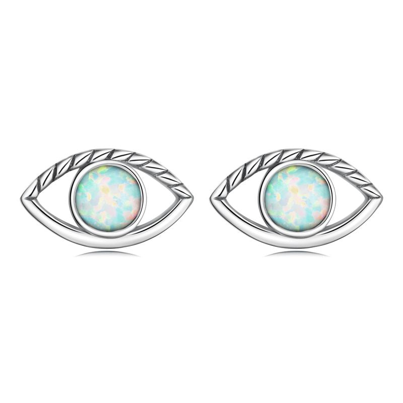 1 Pair Elegant Lady Devil's Eye Inlay Sterling Silver Zircon Ear Cuffs