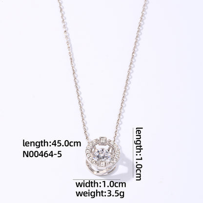 Casual Simple Style Shiny Round Copper Plating Inlay Zircon Rose Gold Plated White Gold Plated Pendant Necklace