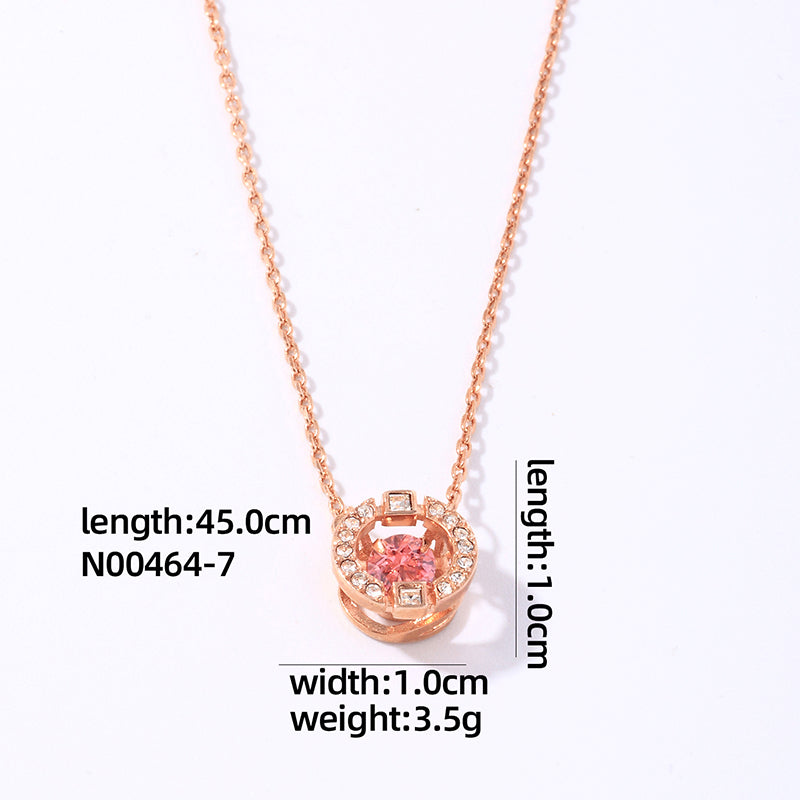 Casual Simple Style Shiny Round Copper Plating Inlay Zircon Rose Gold Plated White Gold Plated Pendant Necklace