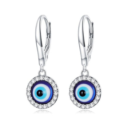 1 Pair Romantic Simple Style Devil's Eye Inlay Sterling Silver Zircon Earrings