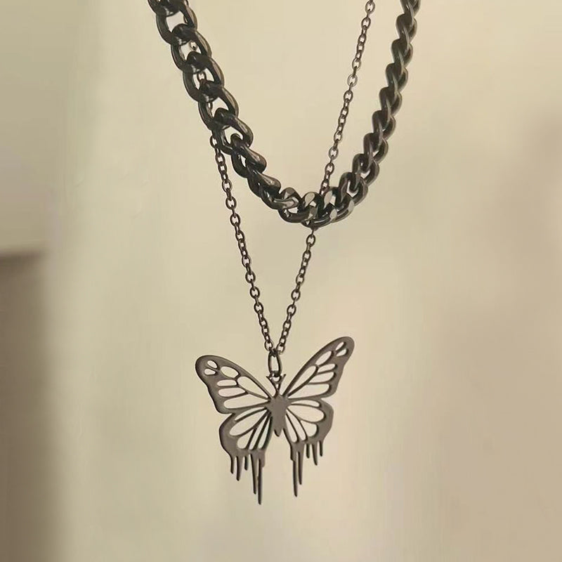 Vintage Style Ethnic Style Classic Style Butterfly Alloy Hollow Out Women's Double Layer Necklaces