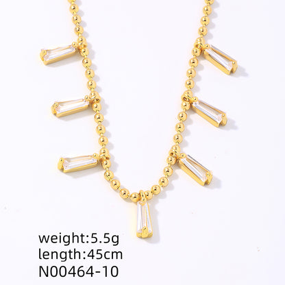 Casual Simple Style Shiny Colorful Copper Plating Inlay Zircon Gold Plated Necklace