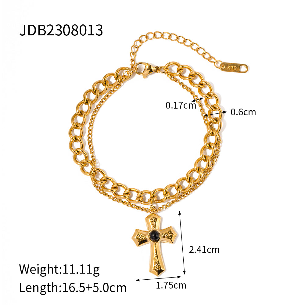 Simple Style Cross Stainless Steel Plating 18k Gold Plated Bracelets