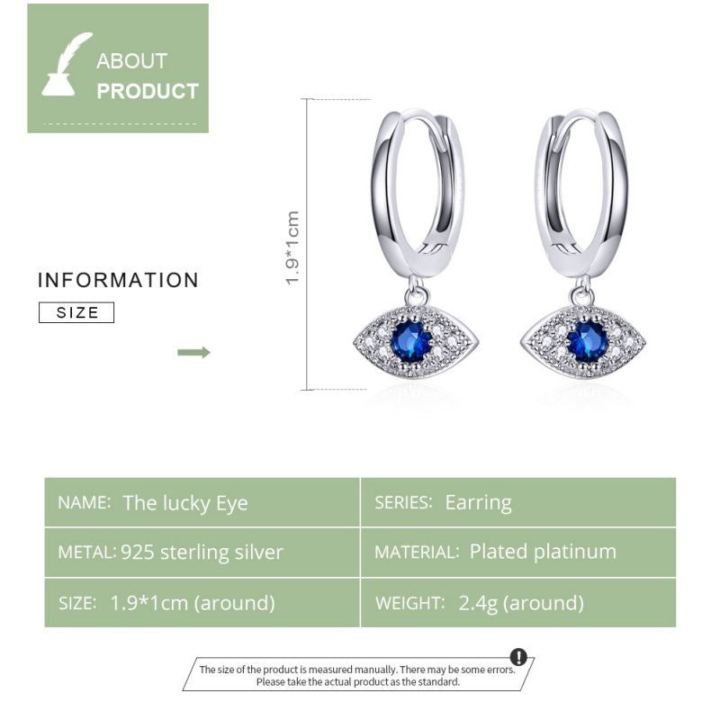 1 Pair Romantic Simple Style Devil's Eye Inlay Sterling Silver Zircon Earrings