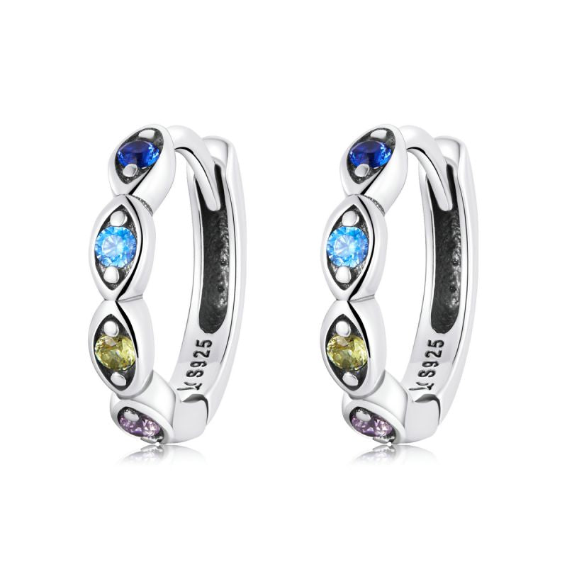 1 Pair Romantic Simple Style Devil's Eye Inlay Sterling Silver Zircon Earrings