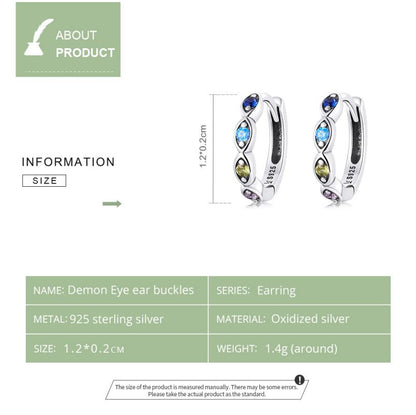 1 Pair Romantic Simple Style Devil's Eye Inlay Sterling Silver Zircon Earrings