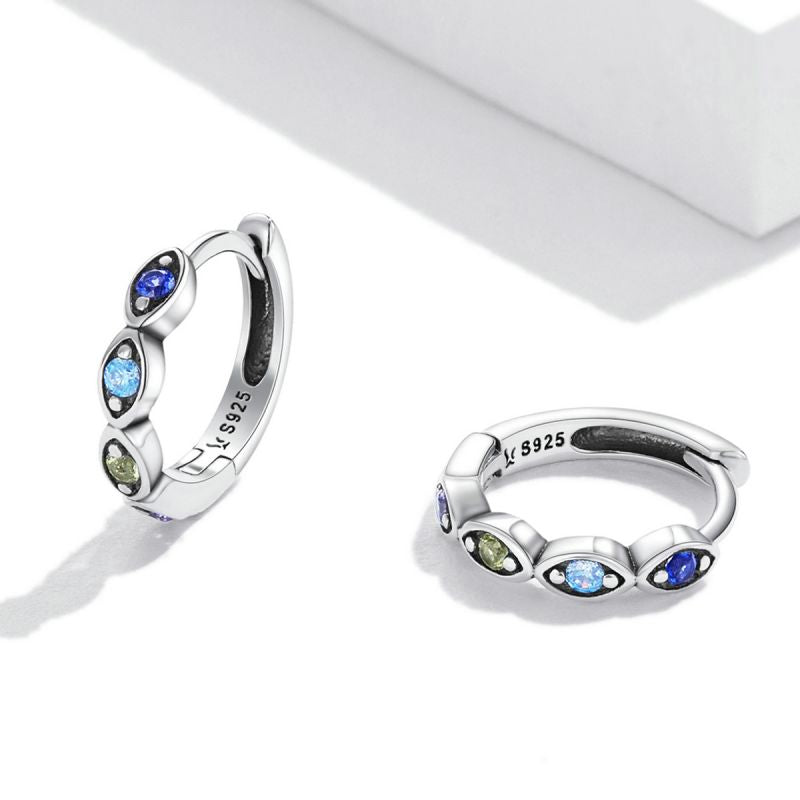 1 Pair Romantic Simple Style Devil's Eye Inlay Sterling Silver Zircon Earrings