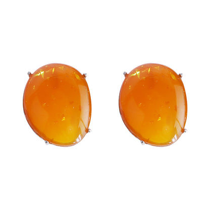 1 Pair Elegant Streetwear Commute Oval Irregular Transparent Resin Ear Studs