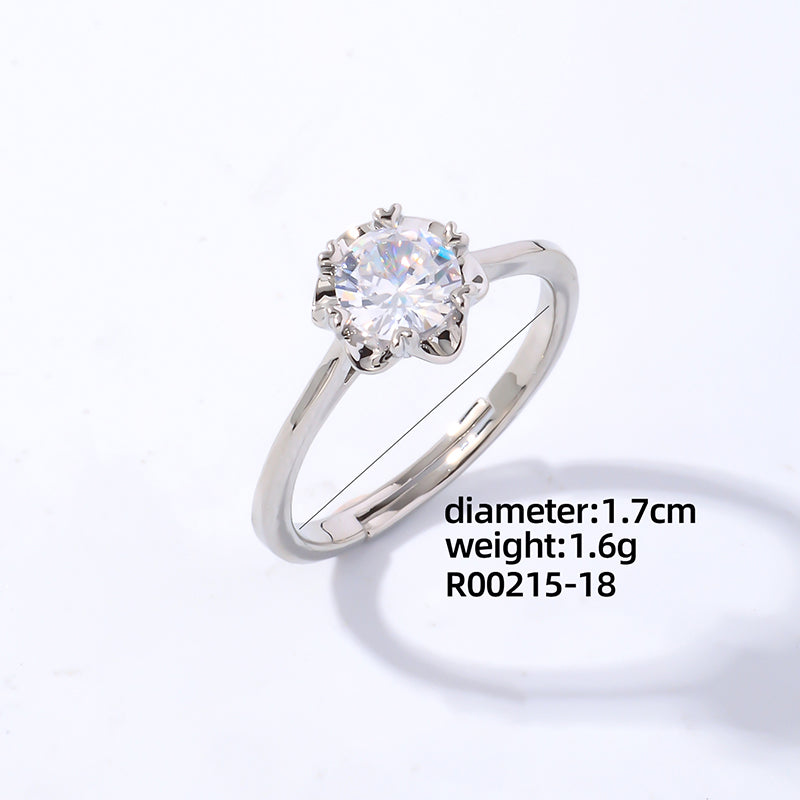 Luxurious Simple Style Shiny Square Eye Copper Plating Inlay Zircon White Gold Plated Open Rings