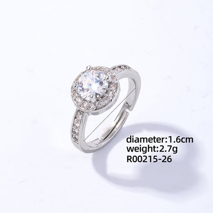 Luxurious Simple Style Shiny Square Eye Copper Plating Inlay Zircon White Gold Plated Open Rings