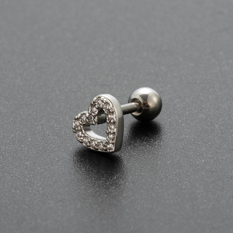 1 Piece Ear Cartilage Rings & Studs Fashion Star Heart Shape 316 Stainless Steel  Copper Plating Inlay Zircon