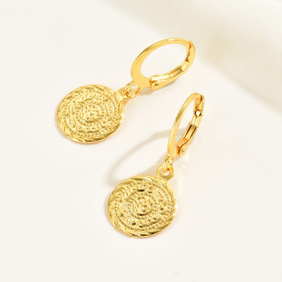 1 Pair Casual Classic Style Coin Plating Copper 18k Gold Plated Drop Earrings