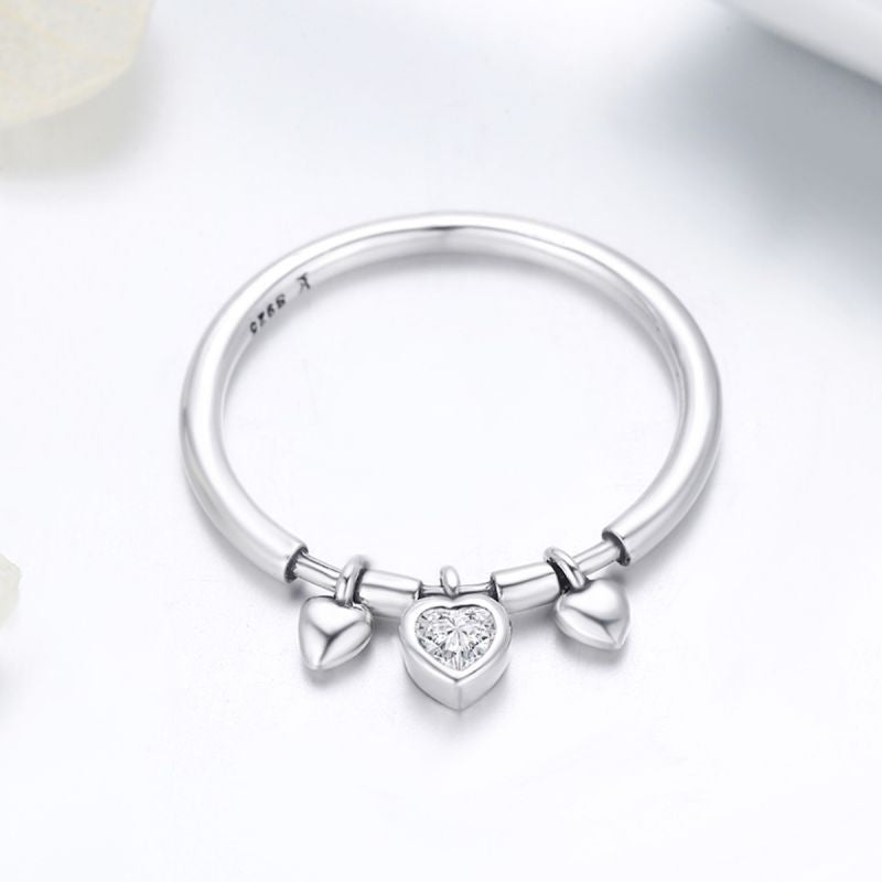 Ig Style Casual Heart Shape Sterling Silver Charm Inlay Zircon Charm Rings