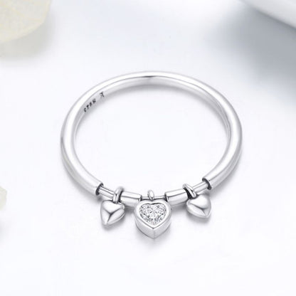 Ig Style Casual Heart Shape Sterling Silver Charm Inlay Zircon Charm Rings