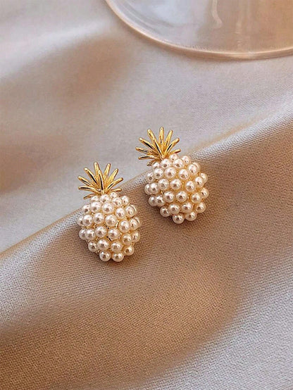 1 Pair Ig Style Simple Style Pineapple Inlay Zinc Alloy Pearl Ear Studs