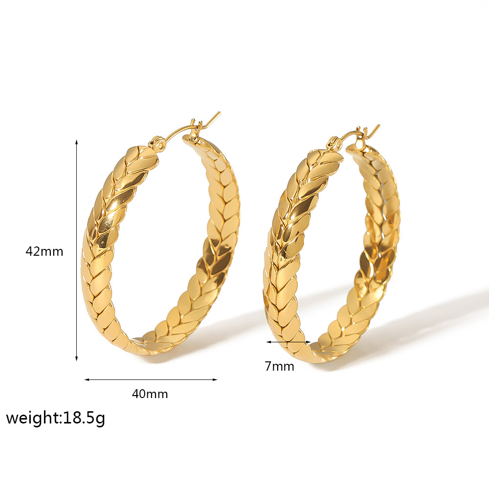 1 Pair Commute Round Polishing Plating Stainless Steel 18k Gold Plated Hoop Earrings