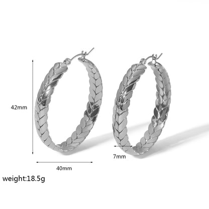 1 Pair Commute Round Polishing Plating Stainless Steel 18k Gold Plated Hoop Earrings