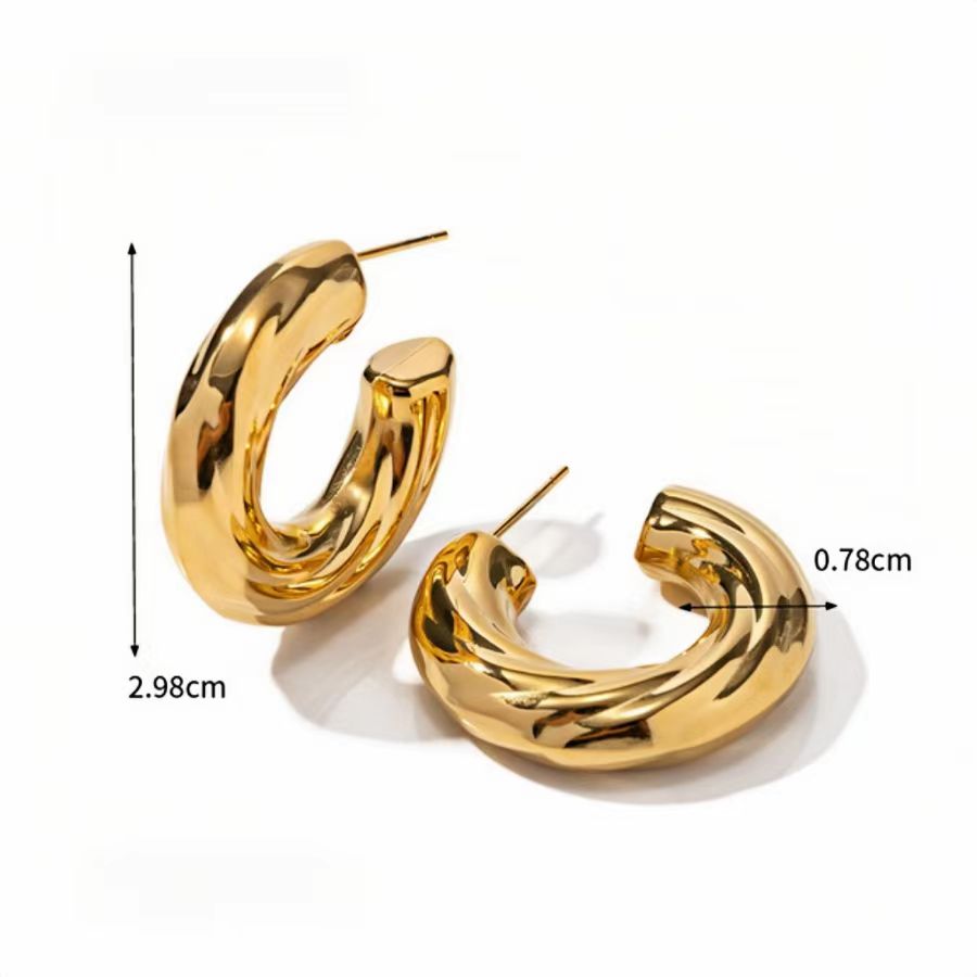 1 Pair Elegant Simple Style Solid Color Plating Stainless Steel 18k Gold Plated Earrings