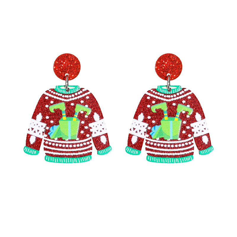 1 Pair Fashion Christmas Tree Santa Claus Arylic No Inlaid Earrings