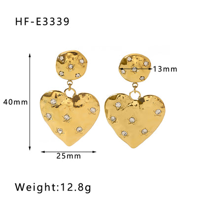 1 Pair Vacation Sweet Heart Shape Polishing Plating Inlay Stainless Steel Zircon 18k Gold Plated Drop Earrings