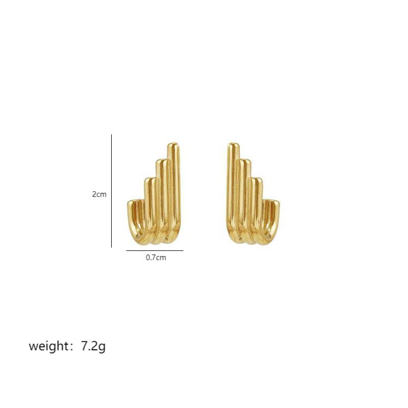 1 Pair Simple Style Lines Plating Stainless Steel 18k Gold Plated Ear Studs