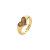 Luxurious Heart Shape Copper Plating Inlay Zircon Gold Plated Open Rings