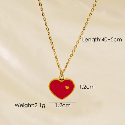 Retro Oval Heart Shape Titanium Steel Plating Inlay Natural Stone Shell 14k Gold Plated Pendant Necklace