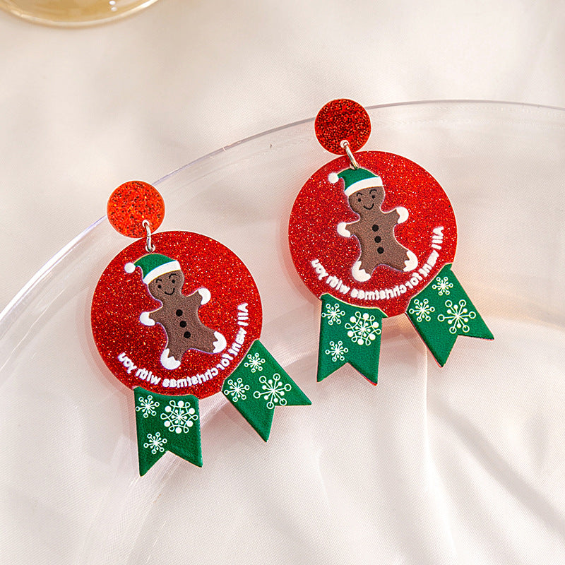 1 Pair Cartoon Style Christmas Tree Plating Arylic Drop Earrings