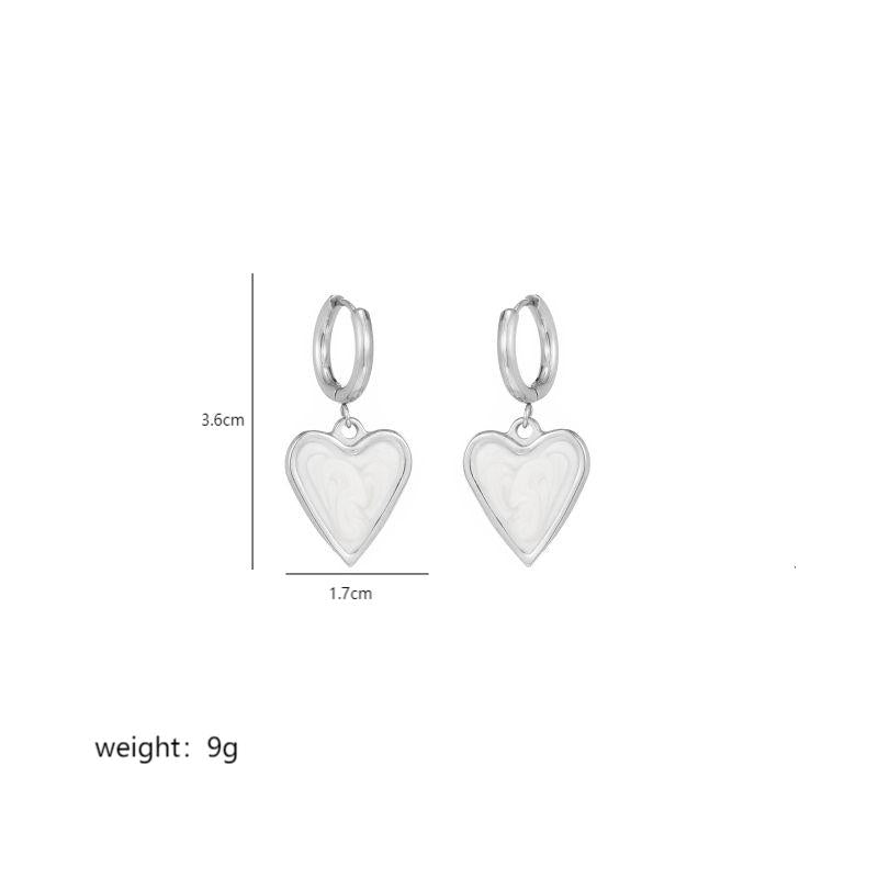 1 Pair Ig Style Heart Shape Enamel Plating Stainless Steel 18k Gold Plated Drop Earrings