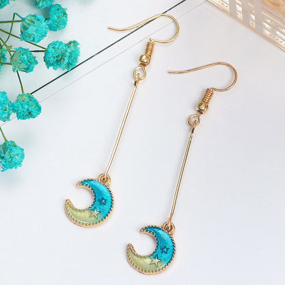 1 Pair Elegant Star Moon Plating Alloy Drop Earrings