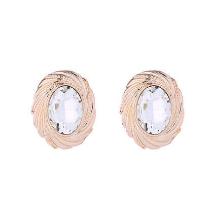 Wholesale Jewelry Elegant Oval Alloy Rhinestones Inlay Ear Studs