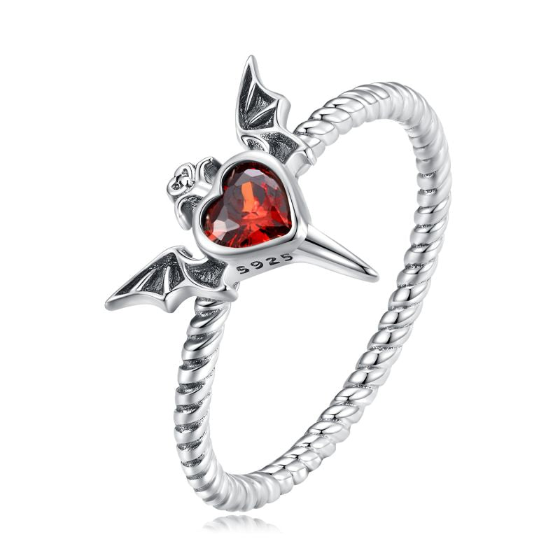 Casual Heart Shape Wings Sterling Silver Zircon Rings In Bulk