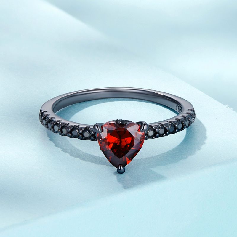 Casual Heart Shape Wings Sterling Silver Zircon Rings In Bulk