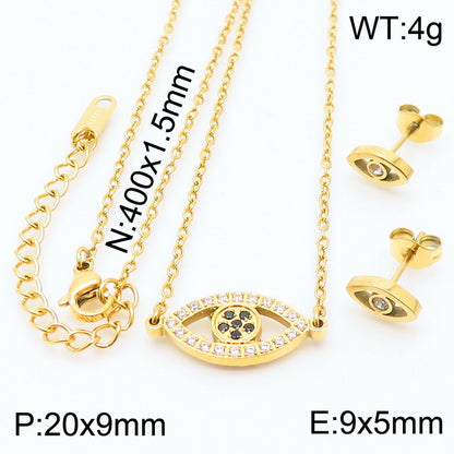 Sweet Simple Style Devil's Eye Titanium Steel Plating Inlay Rhinestones 18k Gold Plated Bracelets Earrings Necklace