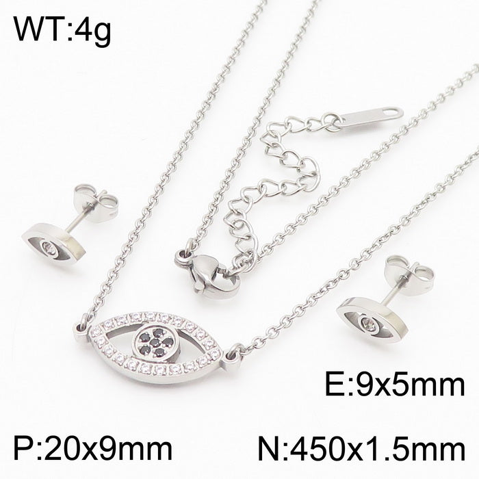 Sweet Simple Style Devil's Eye Titanium Steel Plating Inlay Rhinestones 18k Gold Plated Bracelets Earrings Necklace