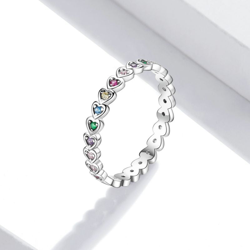 Casual Round Sterling Silver Inlay Zircon Rings