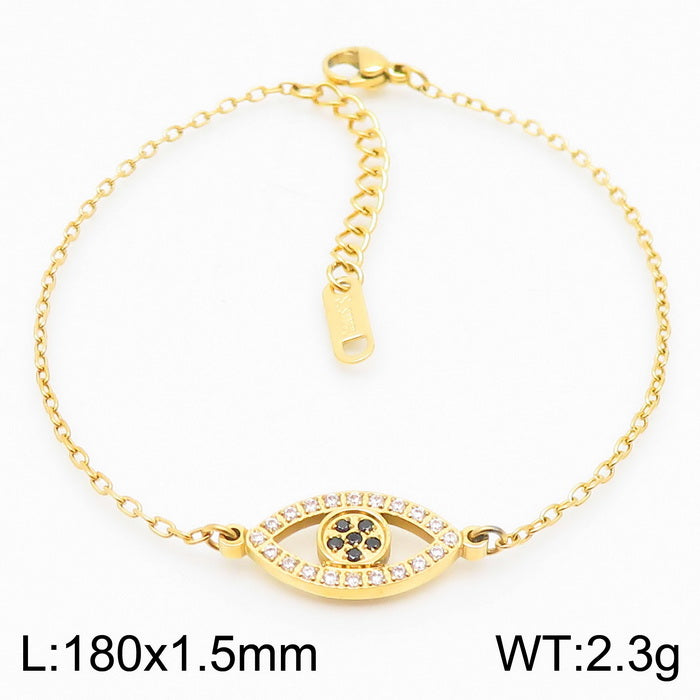 Sweet Simple Style Devil's Eye Titanium Steel Plating Inlay Rhinestones 18k Gold Plated Bracelets Earrings Necklace