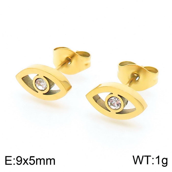 Sweet Simple Style Devil's Eye Titanium Steel Plating Inlay Rhinestones 18k Gold Plated Bracelets Earrings Necklace