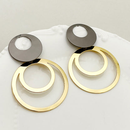 1 Pair Elegant Simple Style Oval Plating Stainless Steel Gold Plated Drop Earrings