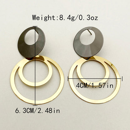 1 Pair Elegant Simple Style Oval Plating Stainless Steel Gold Plated Drop Earrings