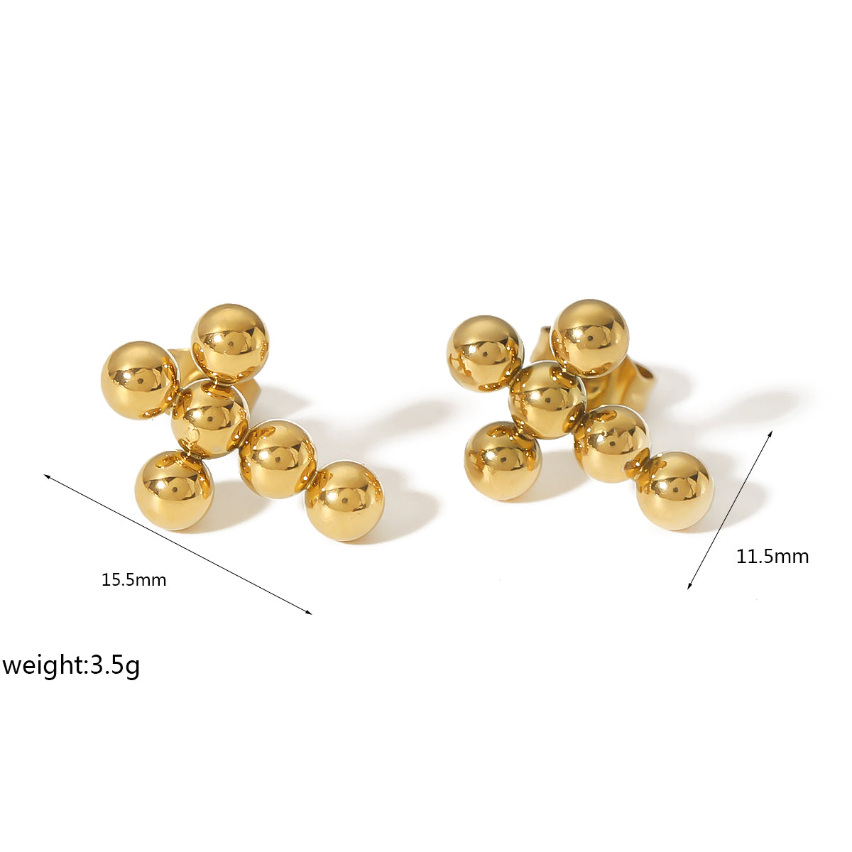 1 Pair Retro Quadrilateral Round Heart Shape Polishing Plating Stainless Steel 18k Gold Plated Earrings