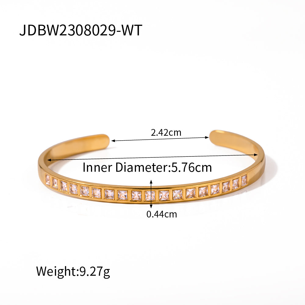 Wholesale Simple Style Classic Style C Shape Stainless Steel Plating 18k Gold Plated Bangle