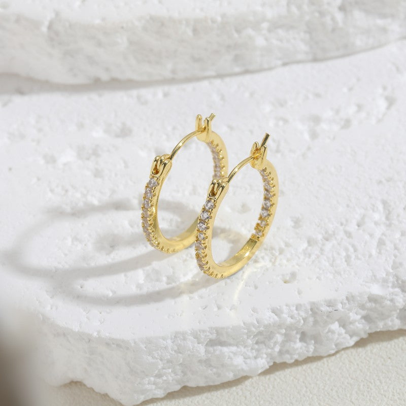 1 Pair Cute Bridal Simple Style Solid Color Plating Metal Inlay Copper Zircon 14k Gold Plated Hoop Earrings