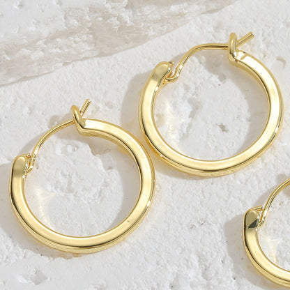 1 Pair Cute Bridal Simple Style Solid Color Plating Metal Inlay Copper Zircon 14k Gold Plated Hoop Earrings