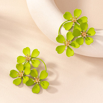 1 Pair Ins Style Nordic Style Flower Plating Alloy Ear Studs