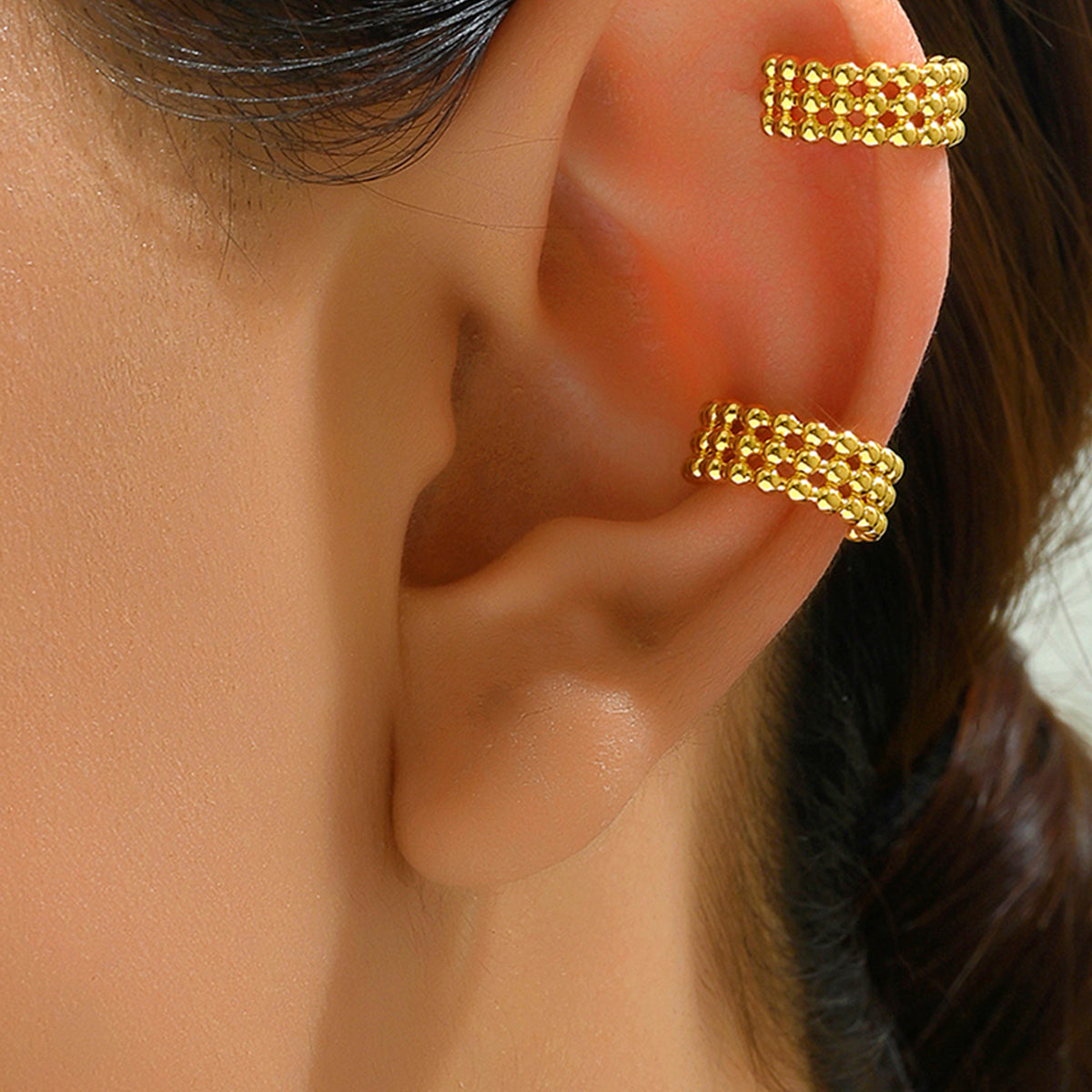 1 Pair Punk Cool Style C Shape Solid Color Plating Copper 18k Gold Plated Ear Cuffs