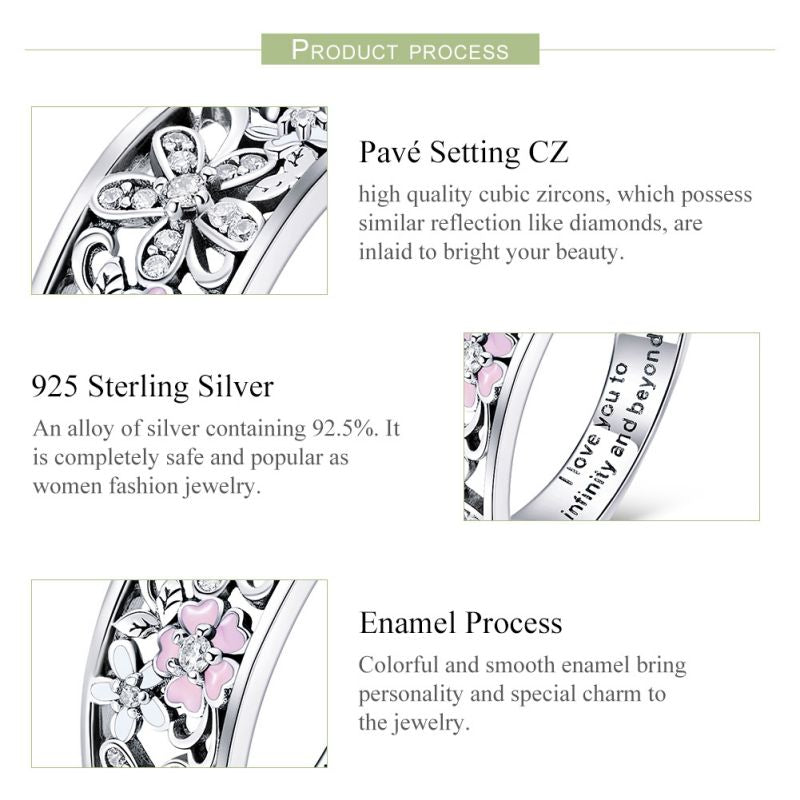 Casual Flower Sterling Silver Zircon Rings In Bulk