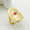 Wholesale Casual Simple Style Commute Oval Stainless Steel Plating Inlay Gold Plated Natural Stone Open Rings