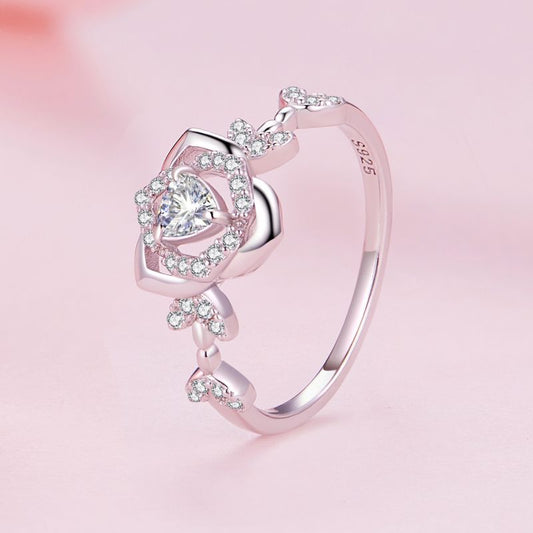 Casual Colorful Star Flower Sterling Silver Zircon Rings In Bulk